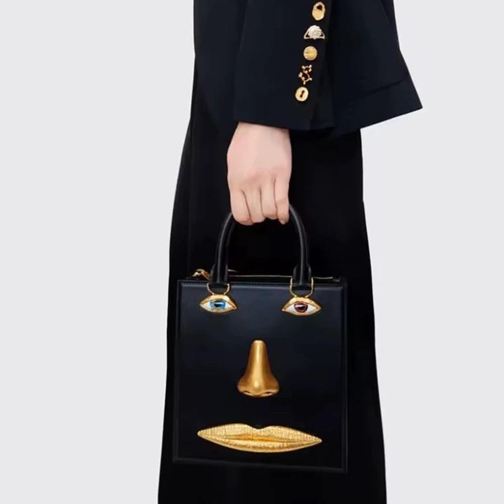 Luxury Bags Gold - Gezichtstas Dames Hoge kwaliteit zwart leer