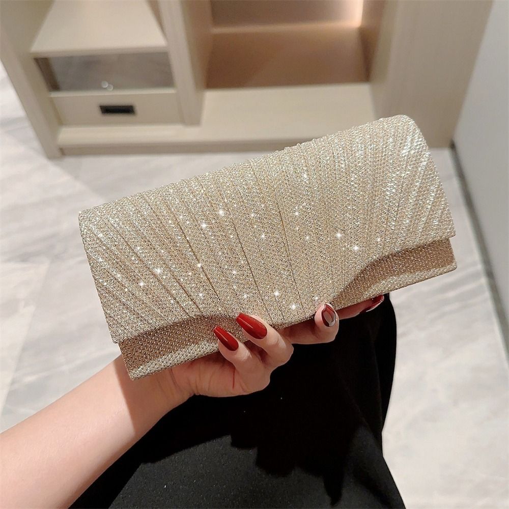 Luxury Bags Gold - Luxe avondtassen met pailletten, goudzilveren clutch,