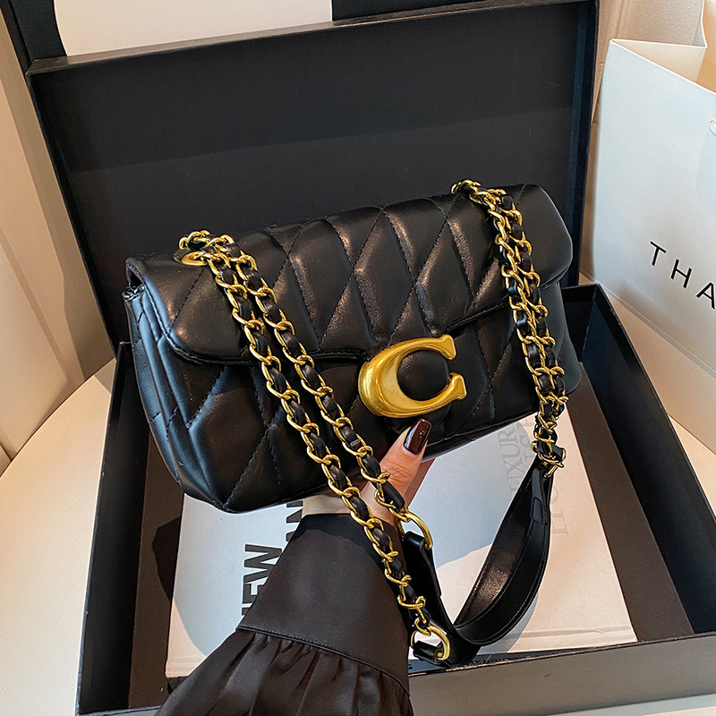 Luxury Bags Gold - Dames gewatteerde leren schoudertas Luxe C-logo