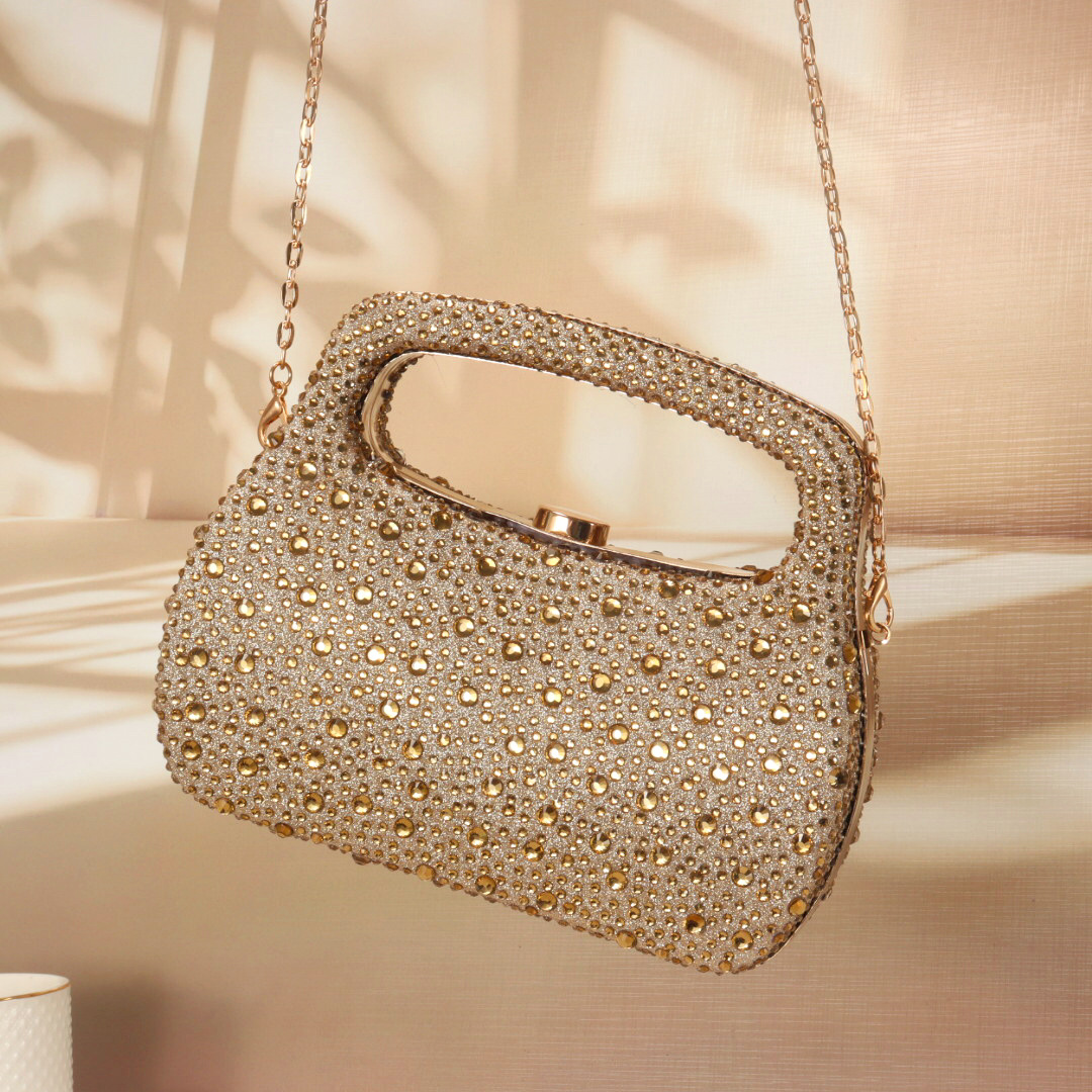 Luxury Bags Gold - Gouden glitter luxe hot diamond rhinestone
