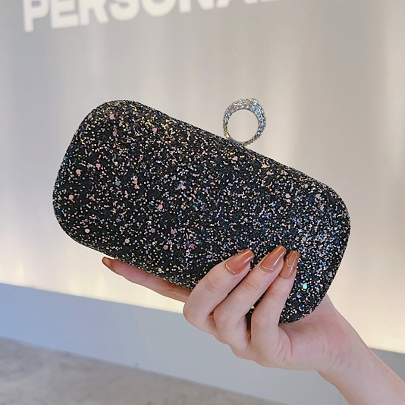 Luxury Bags Blue - Lichtblauwe glitter clutch tas voor dames