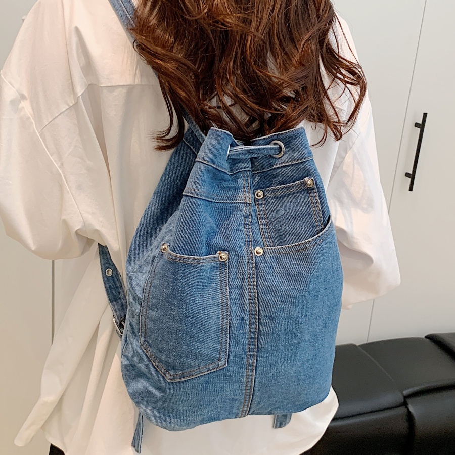Luxury Bags Blue - Denim damesrugzakken, casual schoolrugzak voor tienermeisjes,