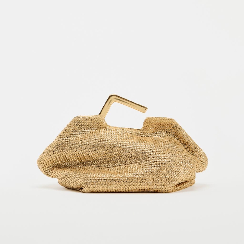 Luxury Bags Gold - GOUDEN TAS MET METALEN HANDVAT, geweven