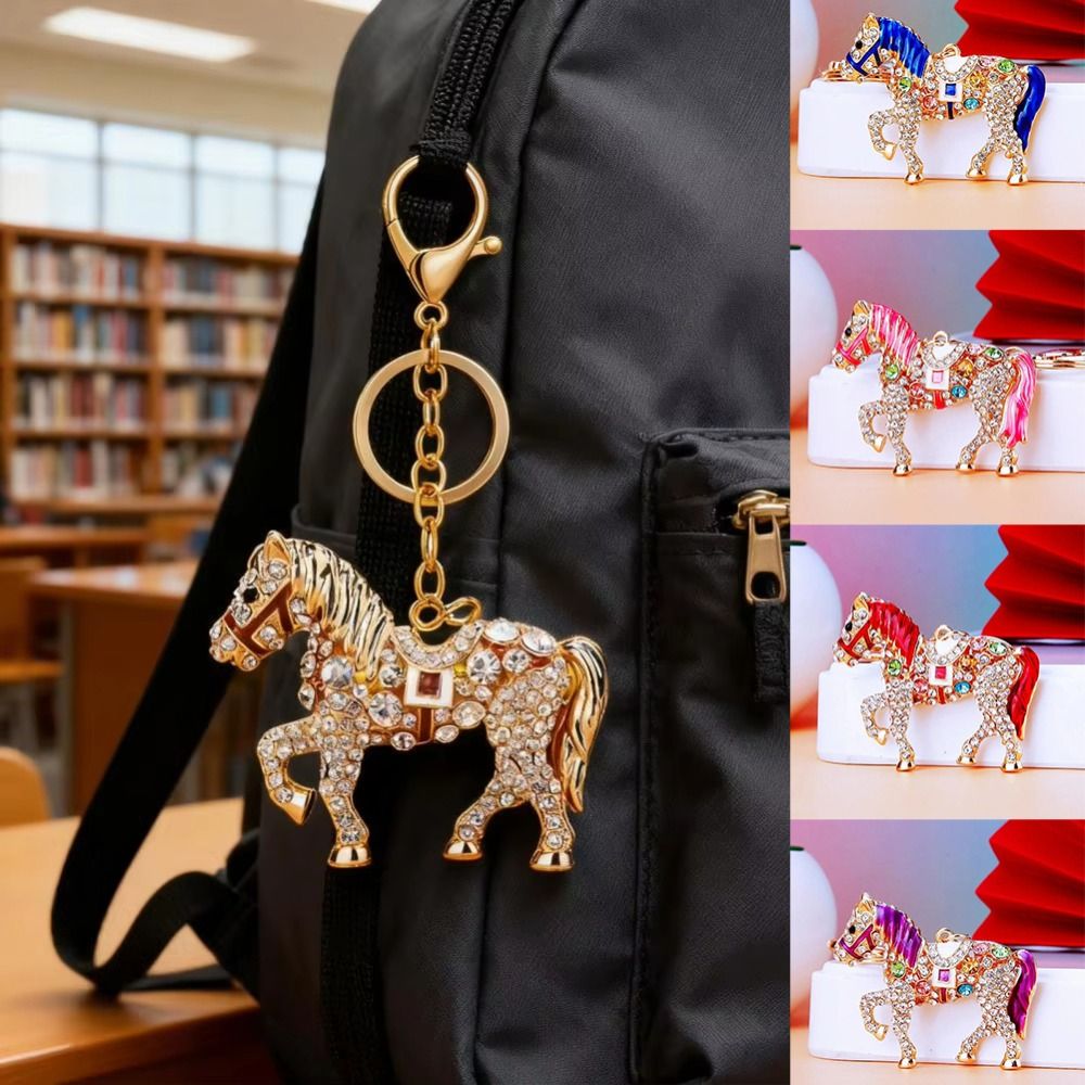 Luxury Bags Yellow - Luxe metalen paardensleutelhanger Kleurrijke sprankelende strass-steentjes