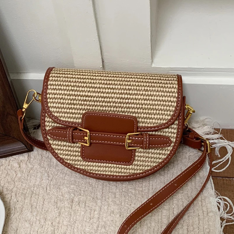 Luxury Bags For Women - Engelse stijl mini strooien zadeltassen voor