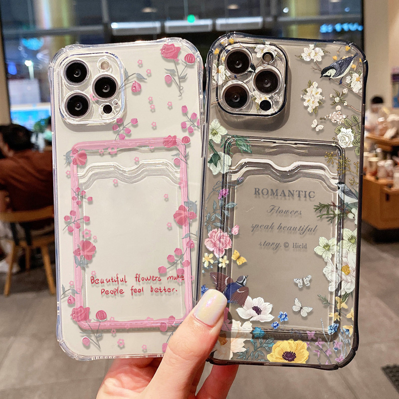 Luxury Bags In Store - Retro Bloemen Transparante Telefoonhoesje voor Samsung