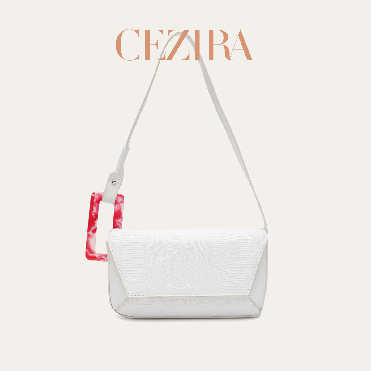 Luxury Bags Vegan Leather - CR Grote Vierkante Gesp Geplooide Textuur