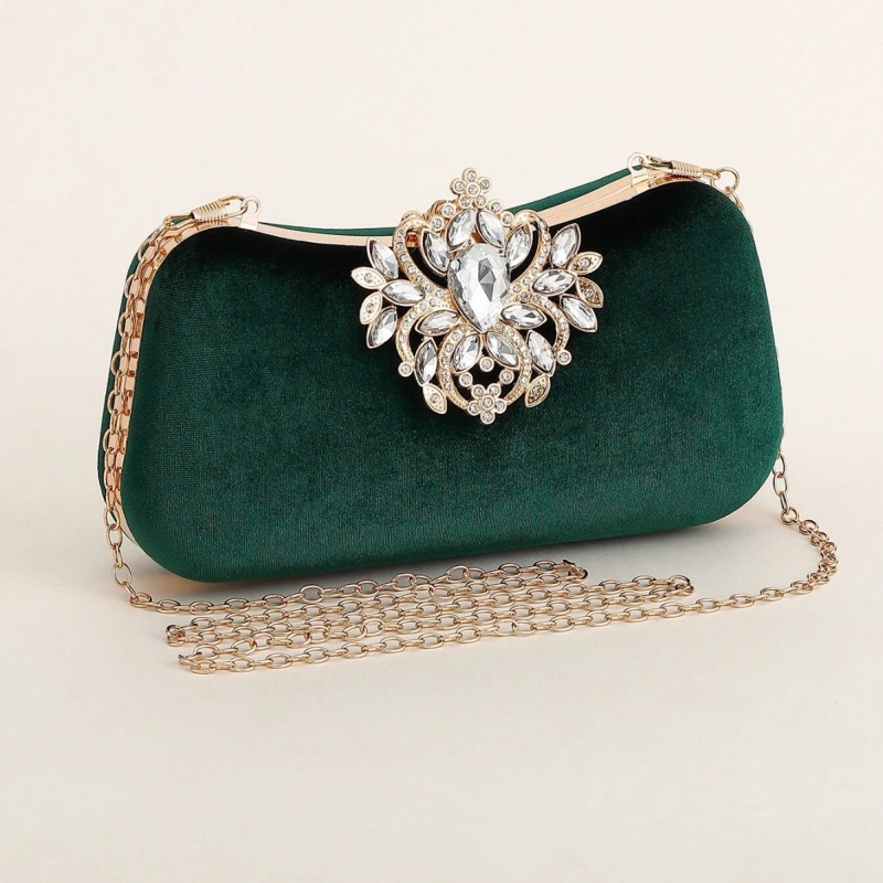 Donkergroene fluwelen clutch t - Luxury Bags Gold recensie en prijs